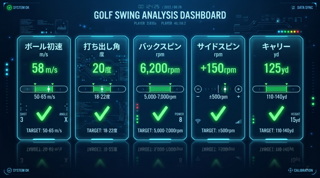 シミュレーター画面で確認すべきアイアン7番の5つの数値指標