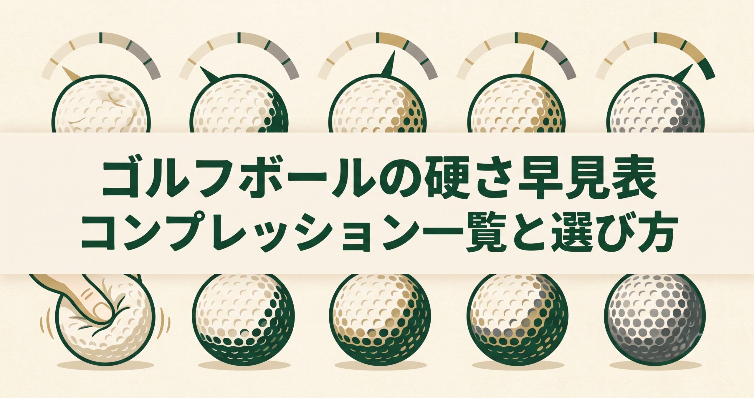 ゴルフボールのコンプレッション早見表。ヘッドスピード別の硬さの選び方を解説する記事のアイキャッチ画像